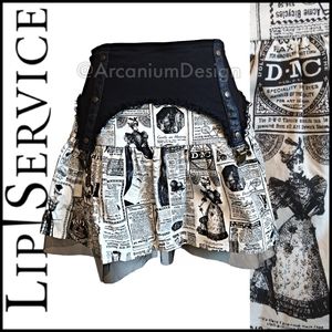 ❌SOLD Lip service step in time steampunk victorian newspaper garter cosplay mini